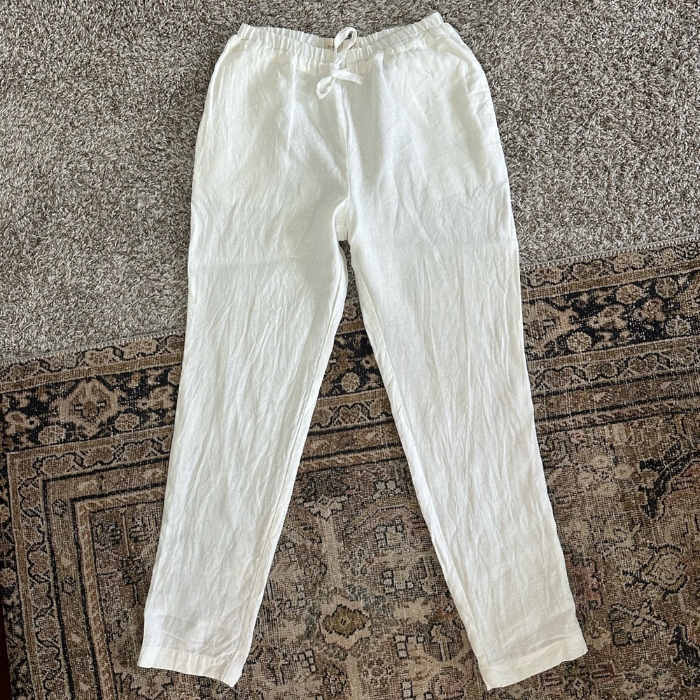 notPERFECTLINEN White Linen Joggers